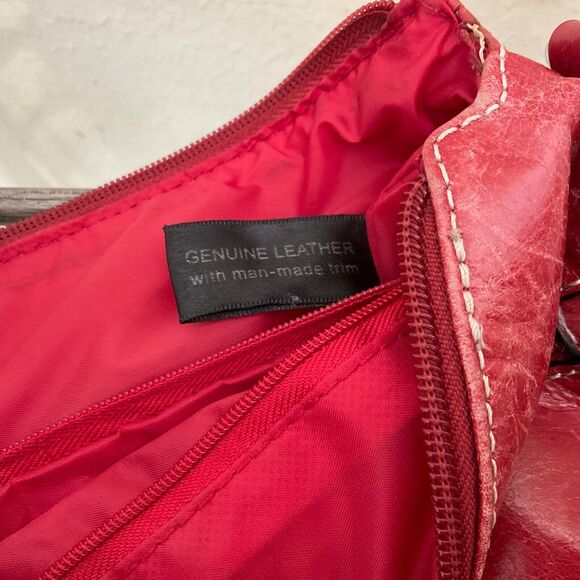 Giani Bernini Red Genuine Leather Cross Body Bag Sholuder Handbag + logo key fob - Picture 10 of 16